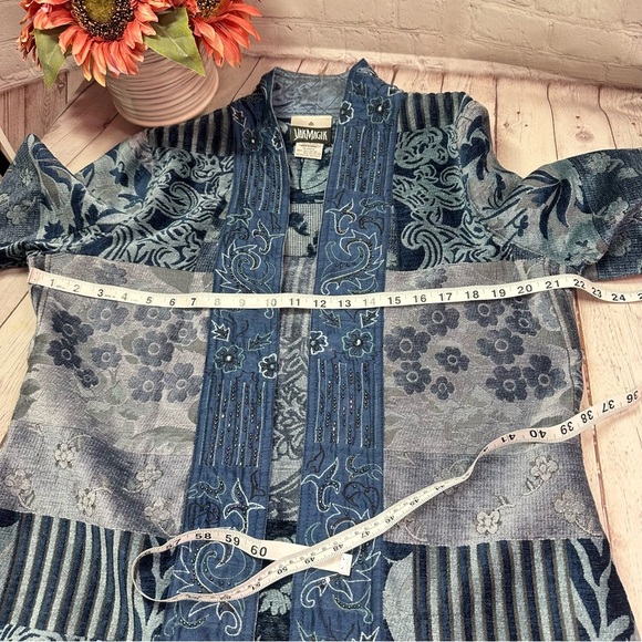 vintage yak magik tapestry patchwork beaded embroidered Cardigan jacket sz L - Picture 6 of 10